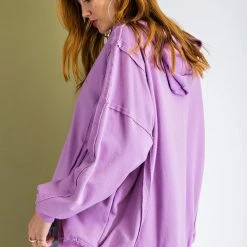 Purple Door Boutique Saturday Morning Washed Lavender Hoodie