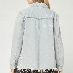 Purple Door Boutique Light Wash Distressed Denim Jacket New Arrivals