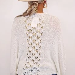 Purple Door Boutique New Arrivals White Dolman Style Open Cardigan
