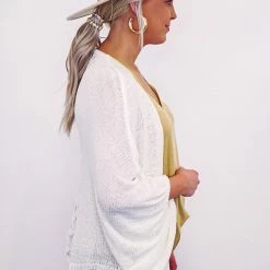 Purple Door Boutique New Arrivals White Dolman Style Open Cardigan