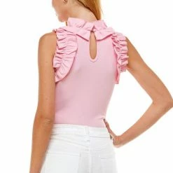Purple Door Boutique Ruffled Details Light Pink Bodysuit