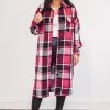 Purple Door Boutique Ladies' Chic Plaids Hot Pink Shacket
