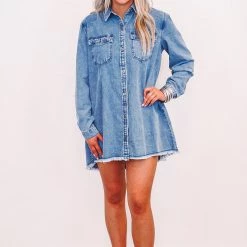Purple Door Boutique Countryside Denim Button Down Dress Summer SALE