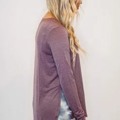 Mono B Athleisure Mono B Mauve Ribbed Mesh Top