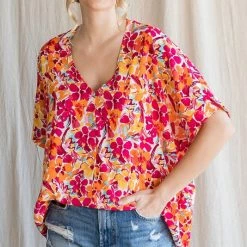 Purple Door Boutique Happiness Awaits Magenta Floral Top New Arrivals