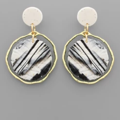 Purple Door Boutique Jewelry Hoop Of Marble Black Earrings