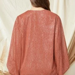 Purple Door Boutique Gold Metallic Speckled Marsala Top Ladies' 7 Purple Door Boutique Gold Metallic Speckled Marsala Top Ladies'