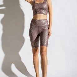 Purple Door Boutique Geo Foil Print Mauve Biker Shorts 9 Purple Door Boutique Geo Foil Print Mauve Biker Shorts