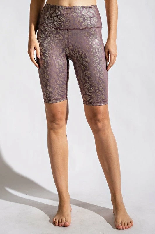 Purple Door Boutique Geo Foil Print Mauve Biker Shorts 1 Purple Door Boutique Geo Foil Print Mauve Biker Shorts