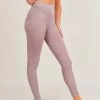 Mono B Athleisure New Arrivals Mono B Ribbed Essential Seamless Mauve Leggings
