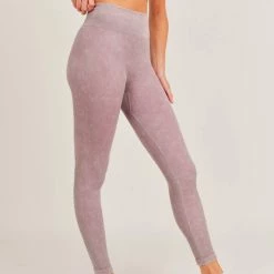 Mono B Athleisure New Arrivals Mono B Ribbed Essential Seamless Mauve Leggings