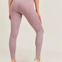 Mono B Athleisure New Arrivals Mono B Ribbed Essential Seamless Mauve Leggings