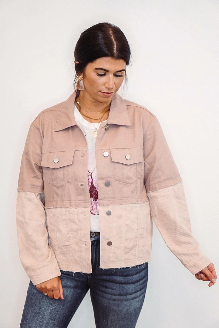 Purple Door Boutique Mauve Denim Colorblock Jacket 3 Purple Door Boutique Mauve Denim Colorblock Jacket