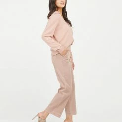 Spanx Stretch Twill Cropped Wide Leg Pant Mauve