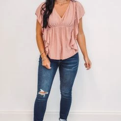 Purple Door Boutique Enchanted Pink Ruffle Blouse