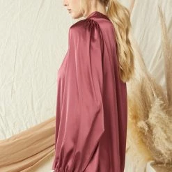 Purple Door Boutique New Arrivals Midnight Kisses Merlot Satin Top