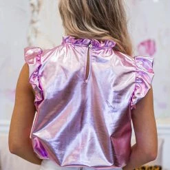 Purple Door Boutique Metallic Nights Pink Pleather Top 7 Purple Door Boutique Metallic Nights Pink Pleather Top