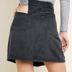 Purple Door Boutique 'Right Path' Denim Skirt - Charcoal Ladies'