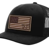 Tried And True Leather American Flag Trucker Hat - Black/Black Hats