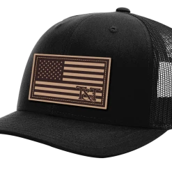 Tried And True Leather American Flag Trucker Hat - Black/Black Hats
