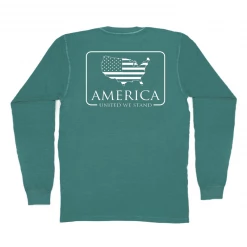 T-Shirts Peach State Pride 'American Patch' Long Sleeve - Emerald
