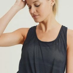 Mono B Athleisure Mono B Black Mesh Racerback Tank Top New Arrivals