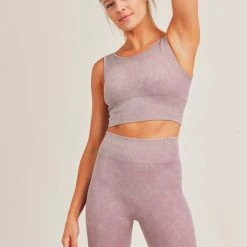Mono B Athleisure New Arrivals Mono B Mauve Cut Out Back Seamless Hybrid Sports Bra