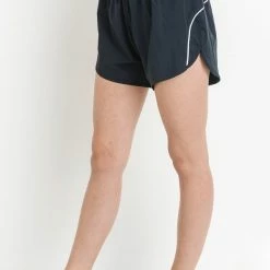 Mono B Athleisure Mono B Black Striped Active Dolphin Shorts