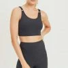 Mono B Athleisure Mono B Staying Sassy Black Textured Sports Bra Ladies'