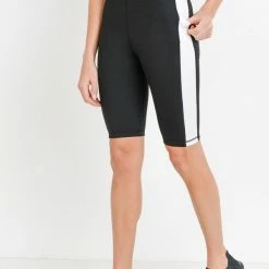 Mono B Athleisure Mono B Colorblock Black White Biker Shorts Ladies'