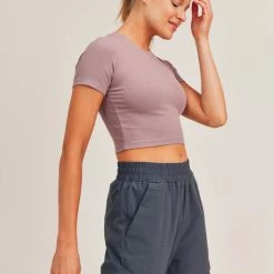 Mono B Athleisure Mono B Iris Cropped Athleisure Tee Ladies'