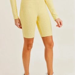 Mono B Athleisure Mono B Staying Sassy Lemonade Textured Biker Shorts 7 Mono B Athleisure Mono B Staying Sassy Lemonade Textured Biker Shorts