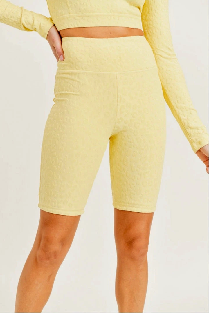 Mono B Athleisure Mono B Staying Sassy Lemonade Textured Biker Shorts 1 Mono B Athleisure Mono B Staying Sassy Lemonade Textured Biker Shorts