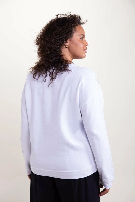 Purple Door Boutique Ladies' Mono B White Distressed Pullover Top 7 Purple Door Boutique Ladies' Mono B White Distressed Pullover Top