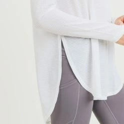 Mono B Athleisure New Arrivals Mono B White Ribbed Mesh Top