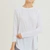 Mono B Athleisure New Arrivals Mono B White Ribbed Mesh Top