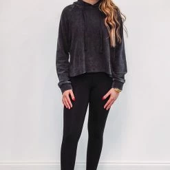 Mono B Athleisure New Arrivals Mono B Black Hooded Top