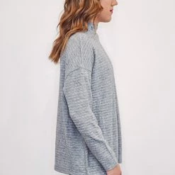 Mono B Athleisure Mono B Charcoal Stripe Ribbed Pullover New Arrivals