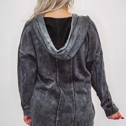 Mono B Athleisure Ladies' Mono B Black Longline Hoodie Pullover