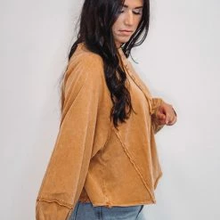 Purple Door Boutique Mustard Dolman Knit Top