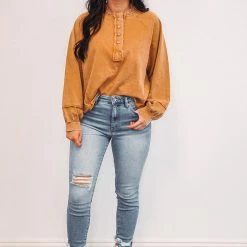 Purple Door Boutique Mustard Dolman Knit Top