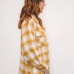 Purple Door Boutique New Arrivals Winter Sunshine Mustard Plaid Shacket