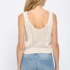 Purple Door Boutique Natural Cable Knit Tank Top Ladies' 5 Purple Door Boutique Natural Cable Knit Tank Top Ladies'