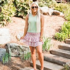 Purple Door Boutique Summertime Blooms Pink Floral Skort Summer SALE