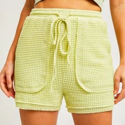 Purple Door Boutique Light Green Waffle Knit Shorts