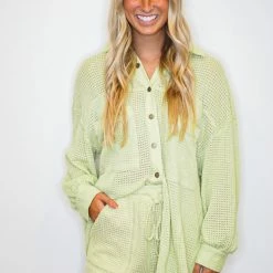 Purple Door Boutique Light Green Waffle Knit Shorts 9 Purple Door Boutique Light Green Waffle Knit Shorts