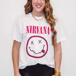 Distressed Vintage Couture White Nirvana Tee Ladies'