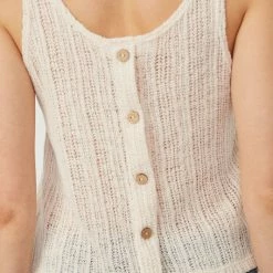 Purple Door Boutique New Arrivals Button Back Oatmeal Tank Top