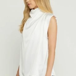 Purple Door Boutique Satin Elegance Off White Top Ladies' 5 Purple Door Boutique Satin Elegance Off White Top Ladies'