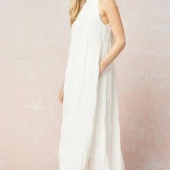 Purple Door Boutique Sunday Evening Off White Maxi Dress